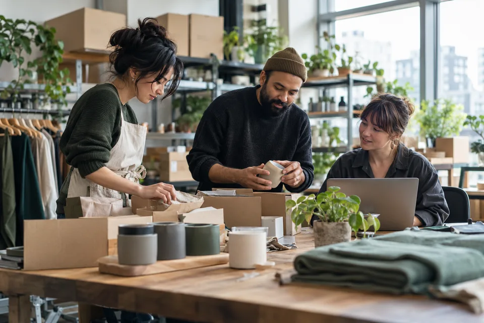 Illustration of a small-business operations discussion