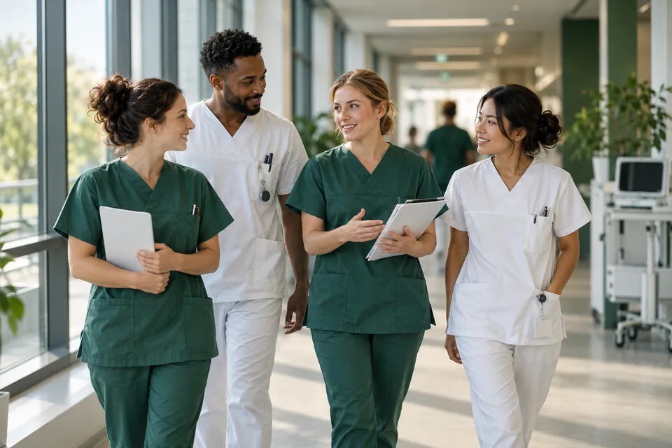 Nursing professionals in a clinical workplace